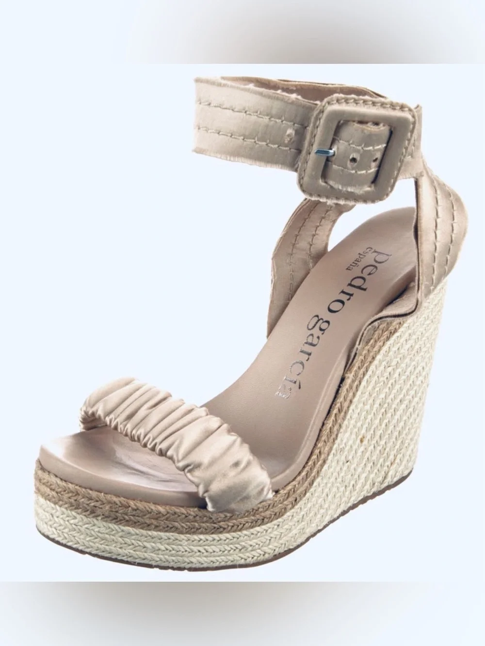 PEDRO GARCIA Teodora Satin Espadrille Sandals Marzipan Size 37 US 6.5